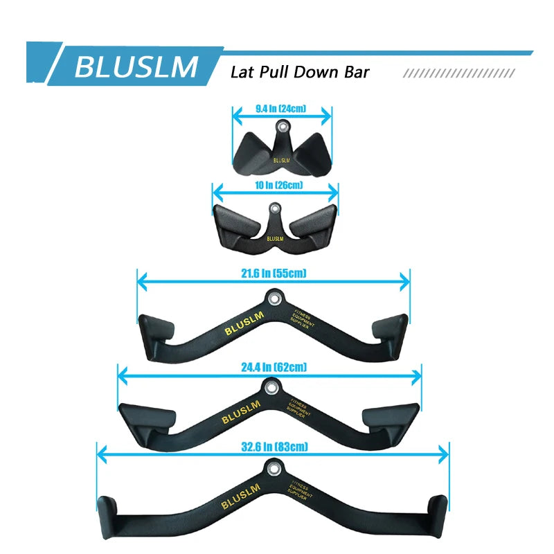 Multi-Grip Lat Pulldown Bar for Bicep Curl & Tricep Press, Home Gym Pulley System
