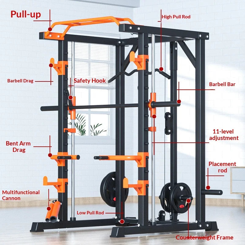 Fitness equipment, Smith machine, squat stand, gantry stand, weightlifting, free squat, bench press stand