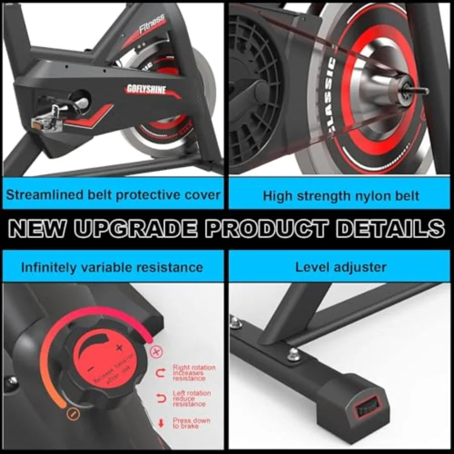 Exercise Bikes StationaryExercise Bike for Home Indoor Cycling Bike for Home Cardio Gym Workout Bike with Mount LCD Monitor Sil