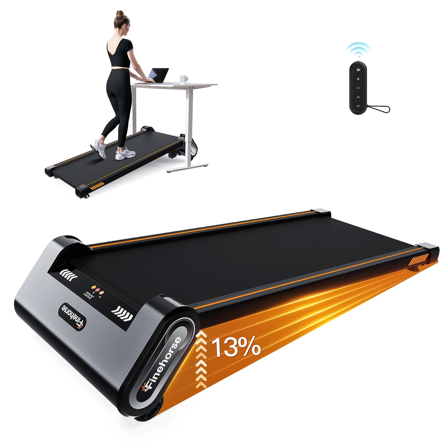 Under Desk Treadmill with Auto Incline,Walking Pad Treadmill 6-Level 13%  Auto Incline,2.5HP Portable Treadmills for Home&Office