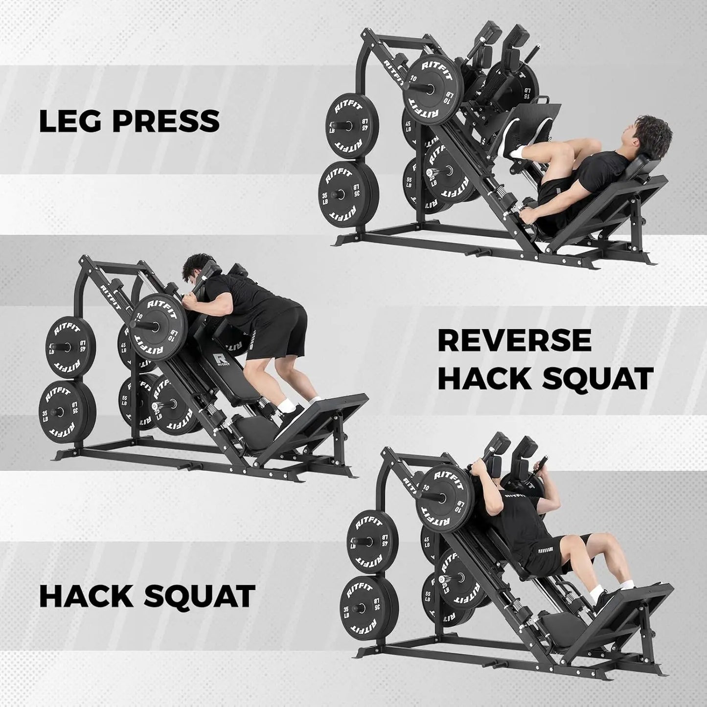 3-in-1 Leg Press Hack Squat Machine for Home Gym, 1500LB Capacity, Compact Space-Saving Design with Multiple Hack, Customized