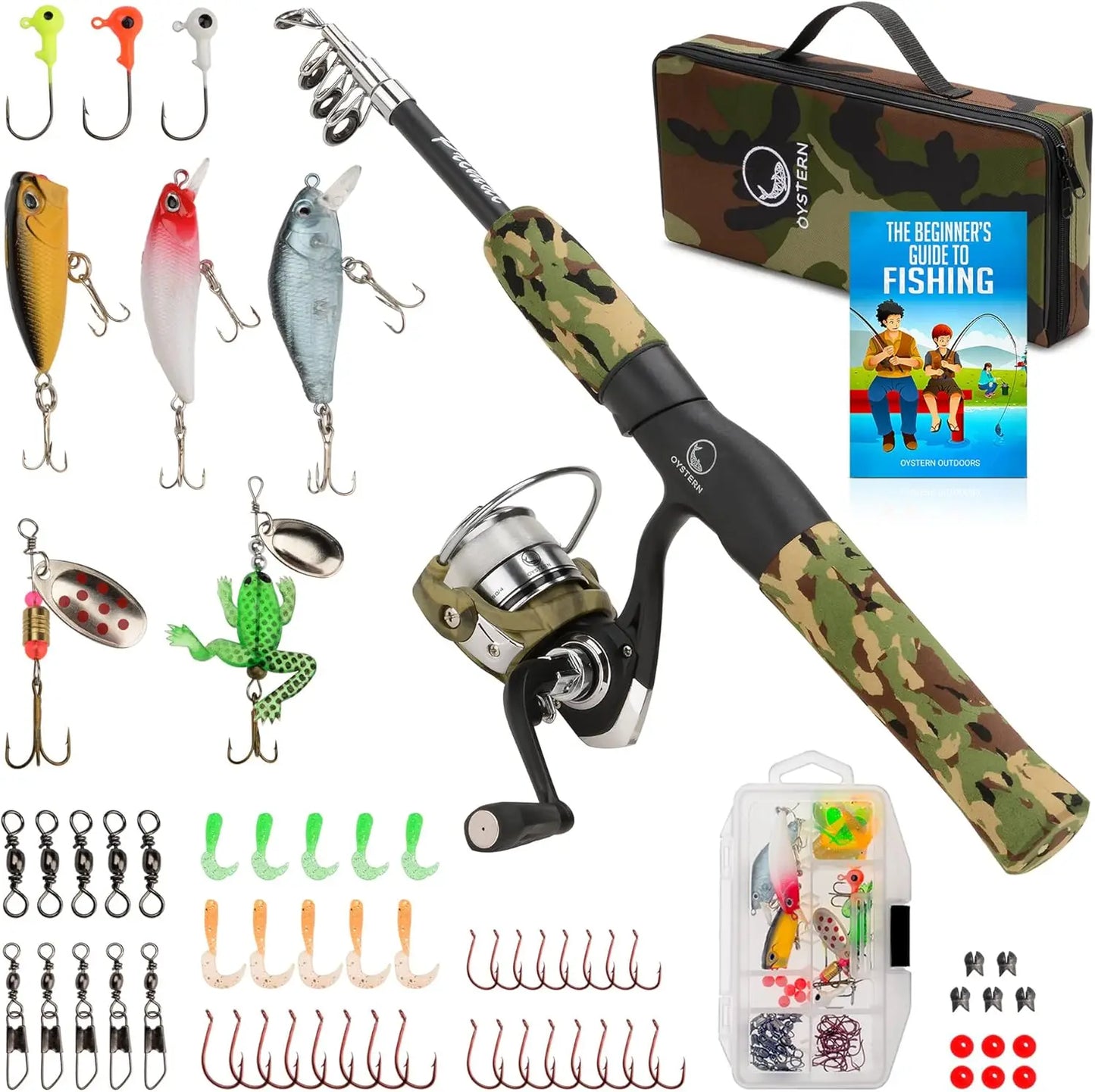 Kids Fishing Pole Kit with Reel, Tackle Bag, and eBook Guide - Portable Telescopic Rod for Toddlers