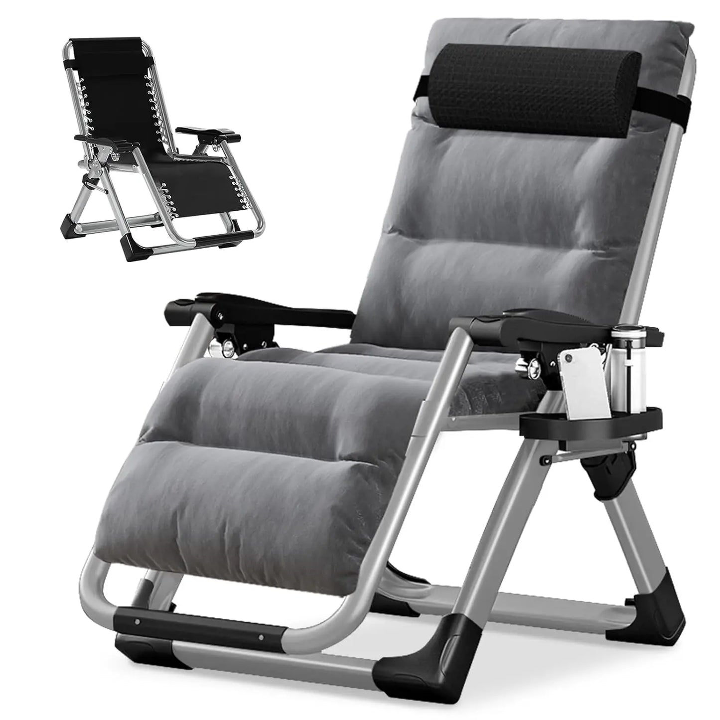 Padded Zero Gravity Chair, Folding Outdoor Lounge Chairs, Adjustable Reclining Camping Chairs with Cup Holder, Customized
