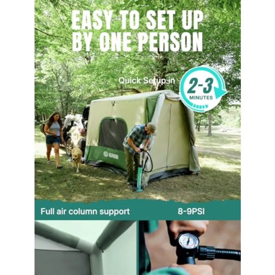 SUV Tent 2 Mins Fast Setup Inflatable SUV Tents for Camping Car Tent with Multi Room for 2/4/6 Person/Family PU 3000mm Waterpro
