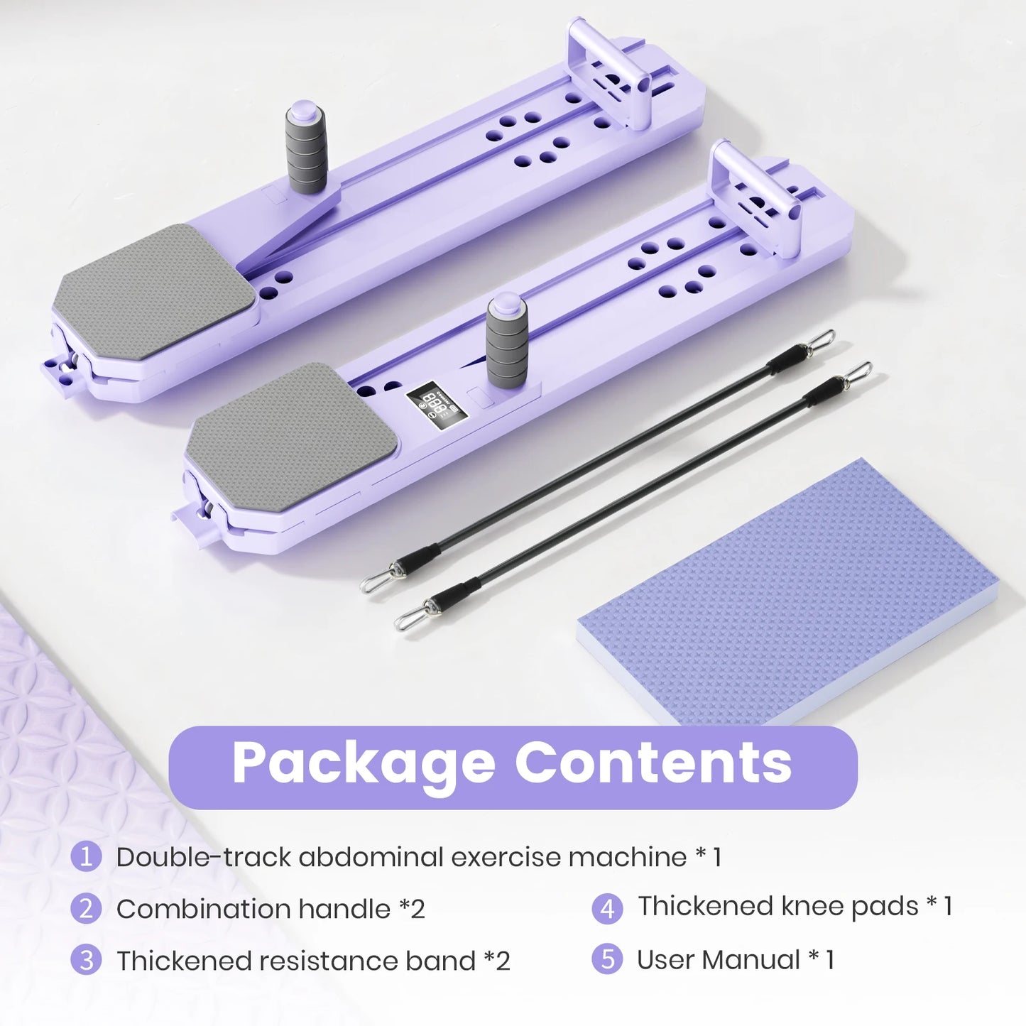 Portable Pilates Board Abdominal Fitness Equipment Push-Up Ski Balance Board Smart Reps/Kcal/Timer Display for Core Workouts