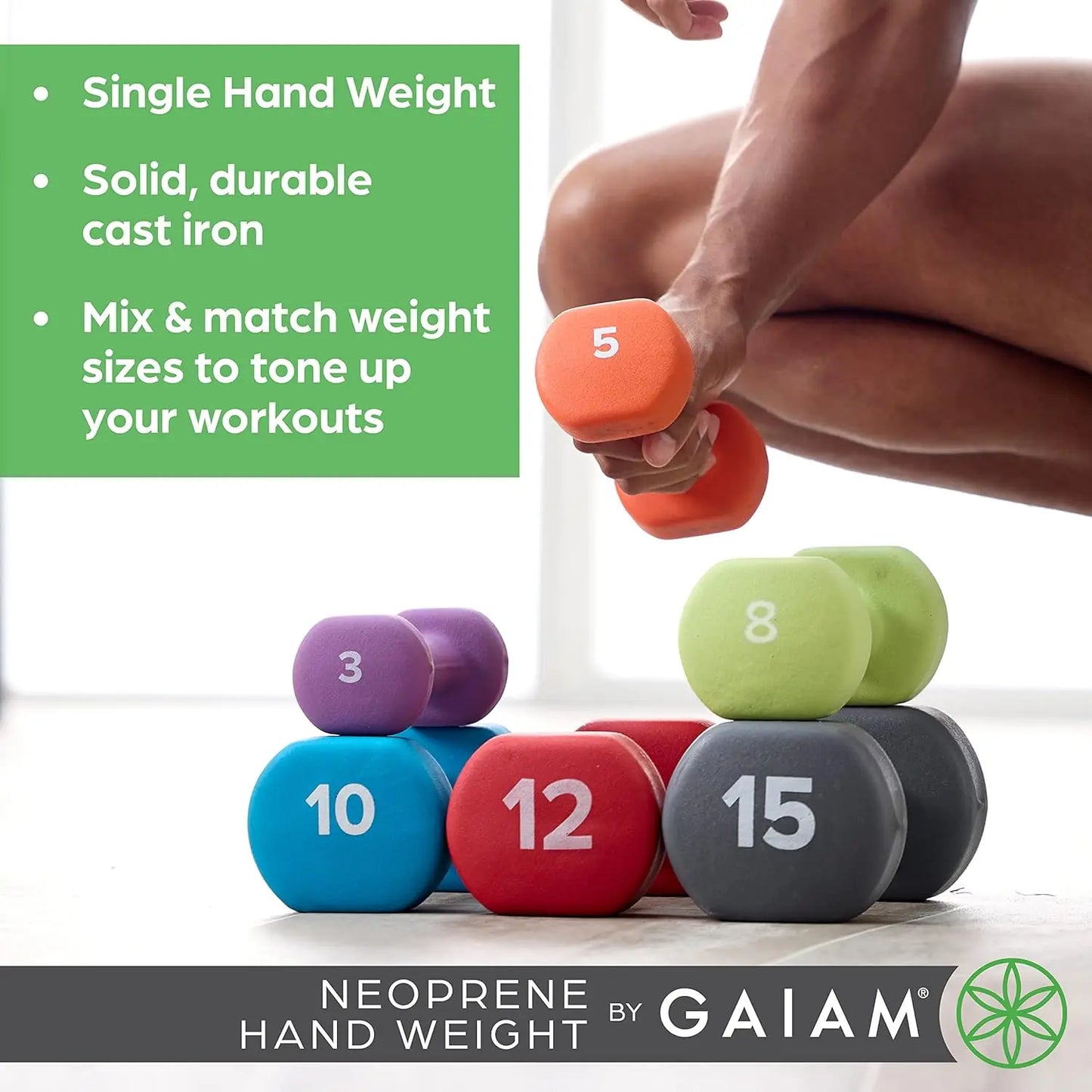 Neoprene Coated Dumbbell Hand Weight for Home Gym Workouts - Non-Slip Grip, Hexagonal Shape (10lb, Blue)