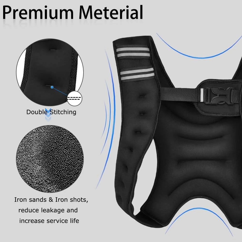 OZZOMM Weighted Vest 3kg/5kg - Adjustable Reflective for Strength Training, Running, Cardio & Weight Loss (Men & Women)