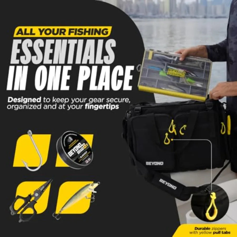 Beyond Fishing Hauler Tackle Bags Water Resistant Hard Molded Bottom Fresh Water Salt Water Fishing Tackle Storage Holds Tackle
