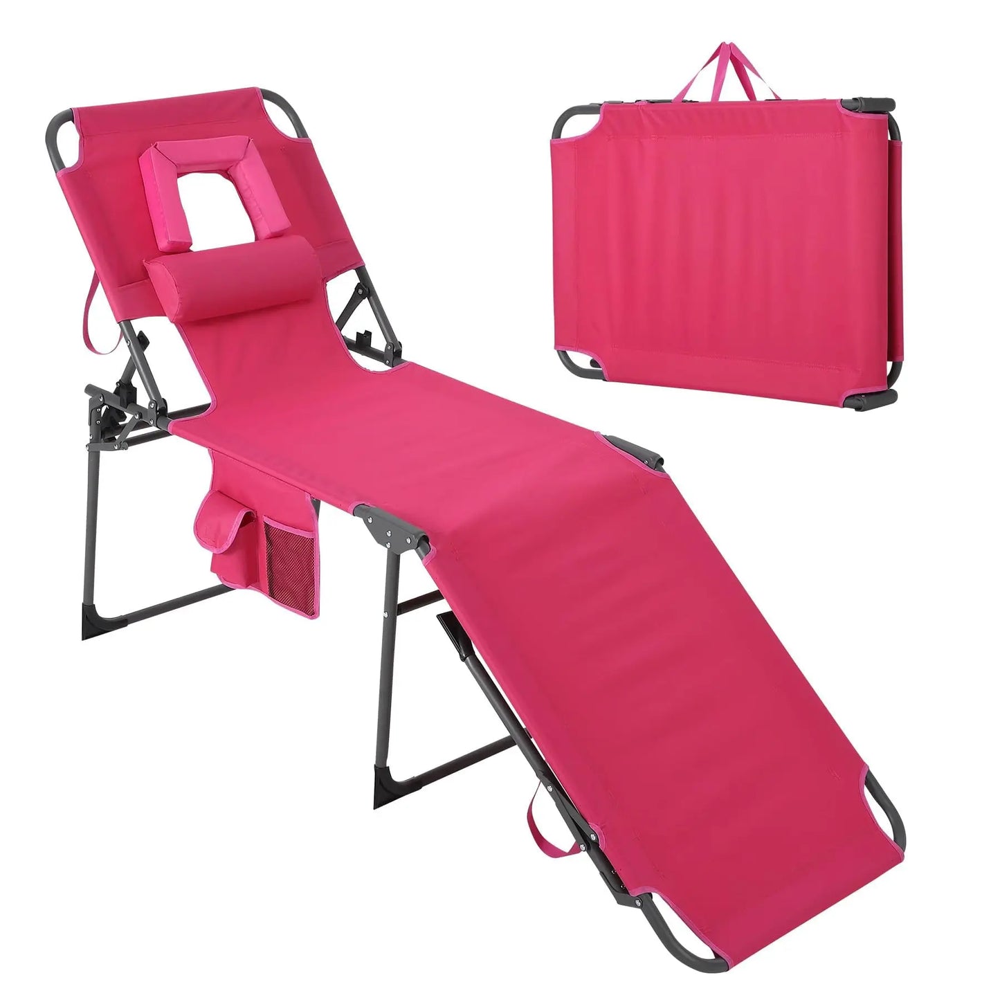 Portable Tanning Chair With Face Hole Folding Beach Lounge Chair 5-Position Face Down Chaise For Outdoor Poolside Patio