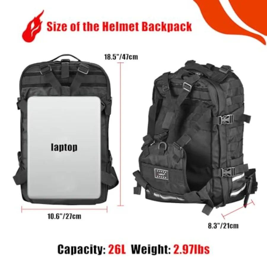 Helmet Backpack for Motorcycle Riding Cycling Waterproof Large Capacity Daily Backpack with Helmet Holder Weather-Resistant Hik