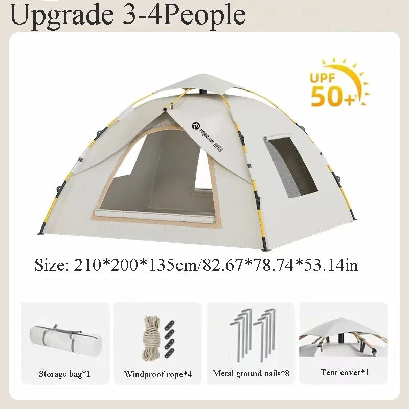 Portable Outdoor Automatic Tent Rainproof And Sun-Proof Ventilated And Breathable Adult And Childrens Tent With Doors Windows
