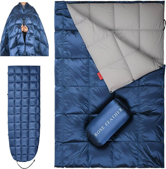 Lightweight Packable Down Camping Blanket Warm Puffy Outdoor Travel Quilt for Hiking Backpacking Festivals Water-Resistant