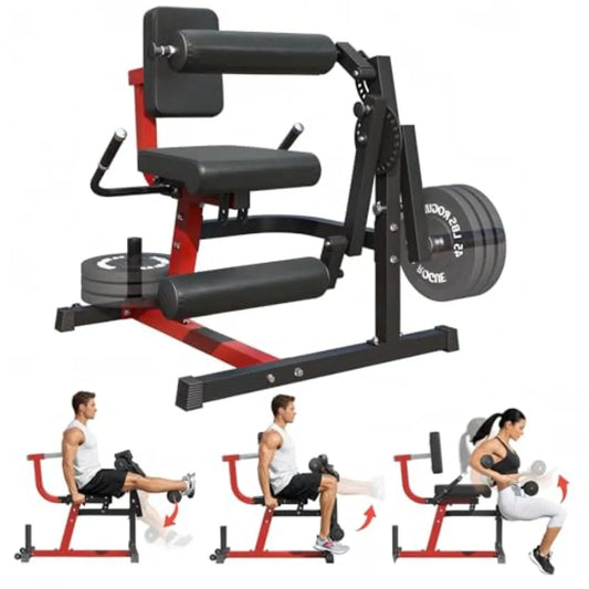 Leg Extension and Curl Machine Heavy Duty Adjustable Lower Body Workout Equipment with Plate Loaded Design for Thigh Training C