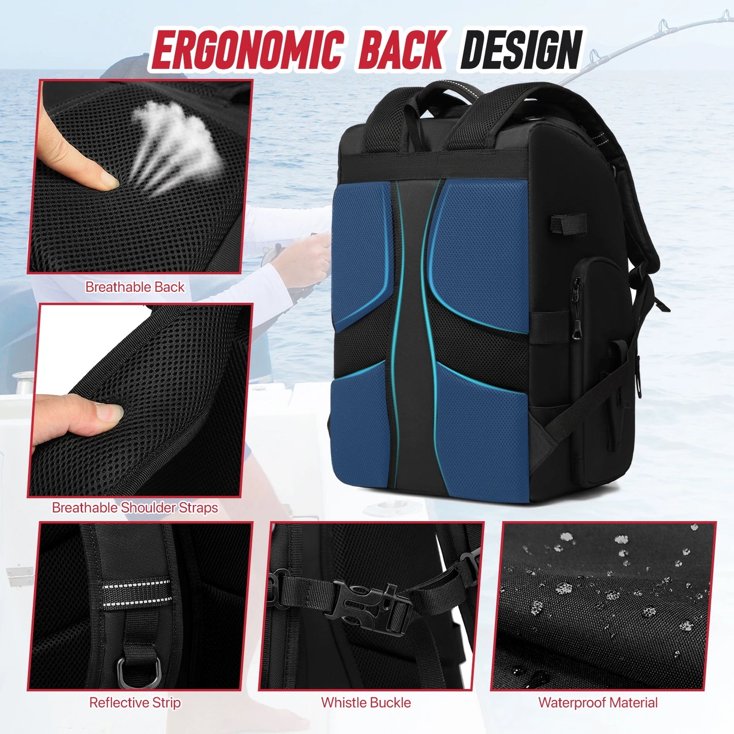 Multifunctional Fishing Tackle Backpack Fishing Tackle Storage Bag Lightweight Tackle Box for Outdoor Fishing Hunting Hiking