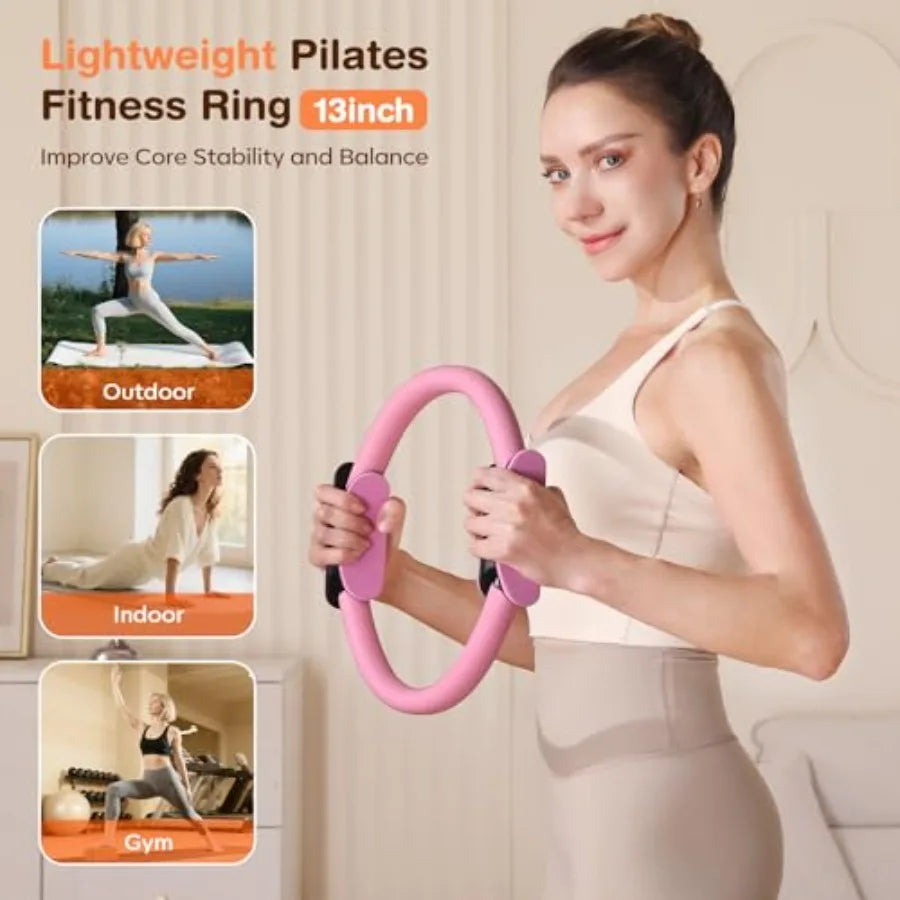 Pilates Kit 13Pcs Home Pilates Essentials Workout Kit with 13 Ring 10 Ball and Resistance Bands for Women at Home Pilates Equip