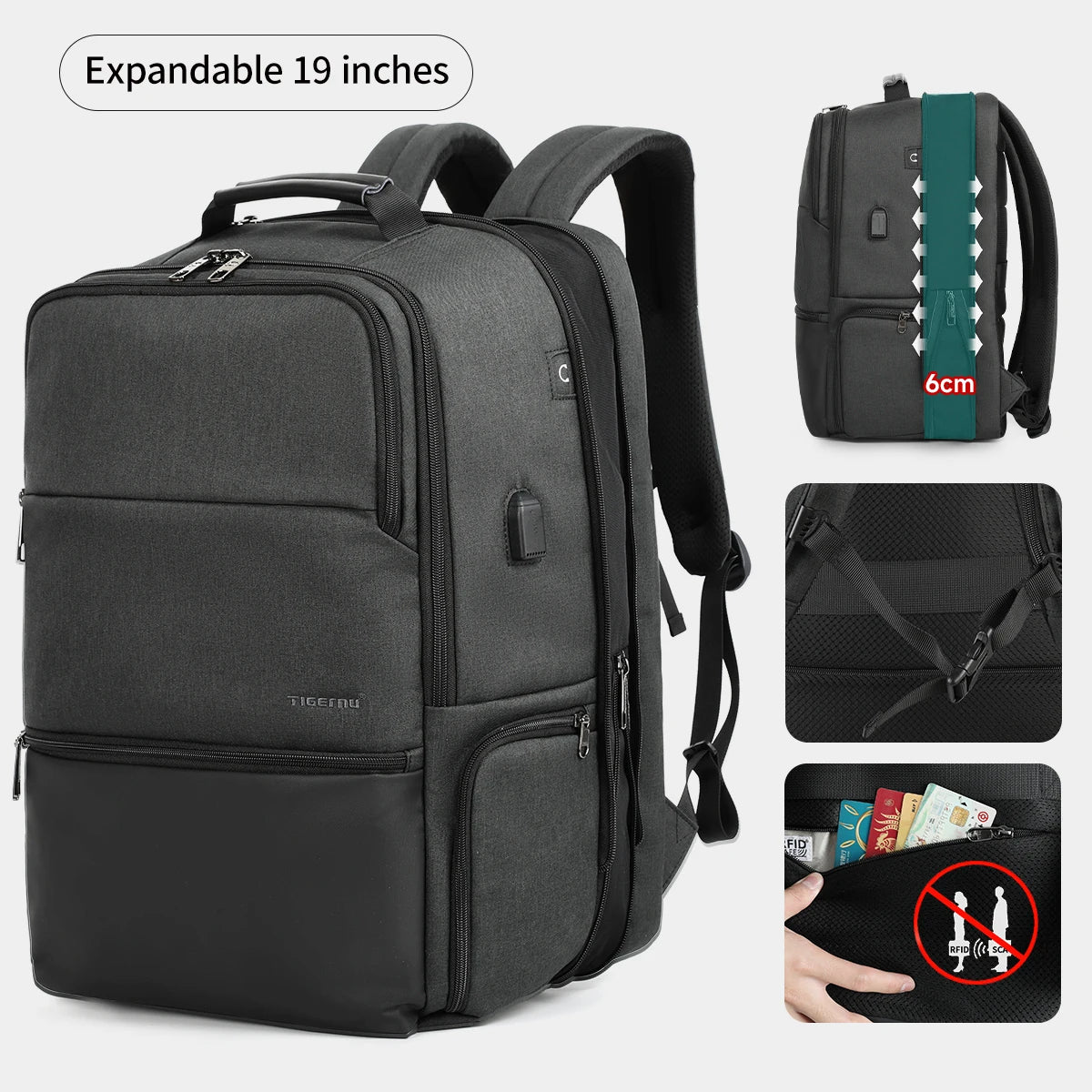 Tigernu Travel Backpacks For Men 15.6 17 19'' Laptop Backpack Male Business Backpack Bags For School Backpack Mochila Knapsack