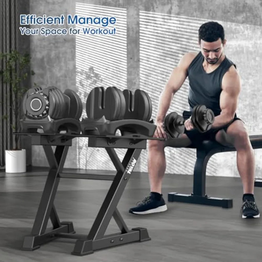 Adjustable Dumbbell Rack Heavy Duty Home Gym Dumbbell Storage Stand Holder Steel Black