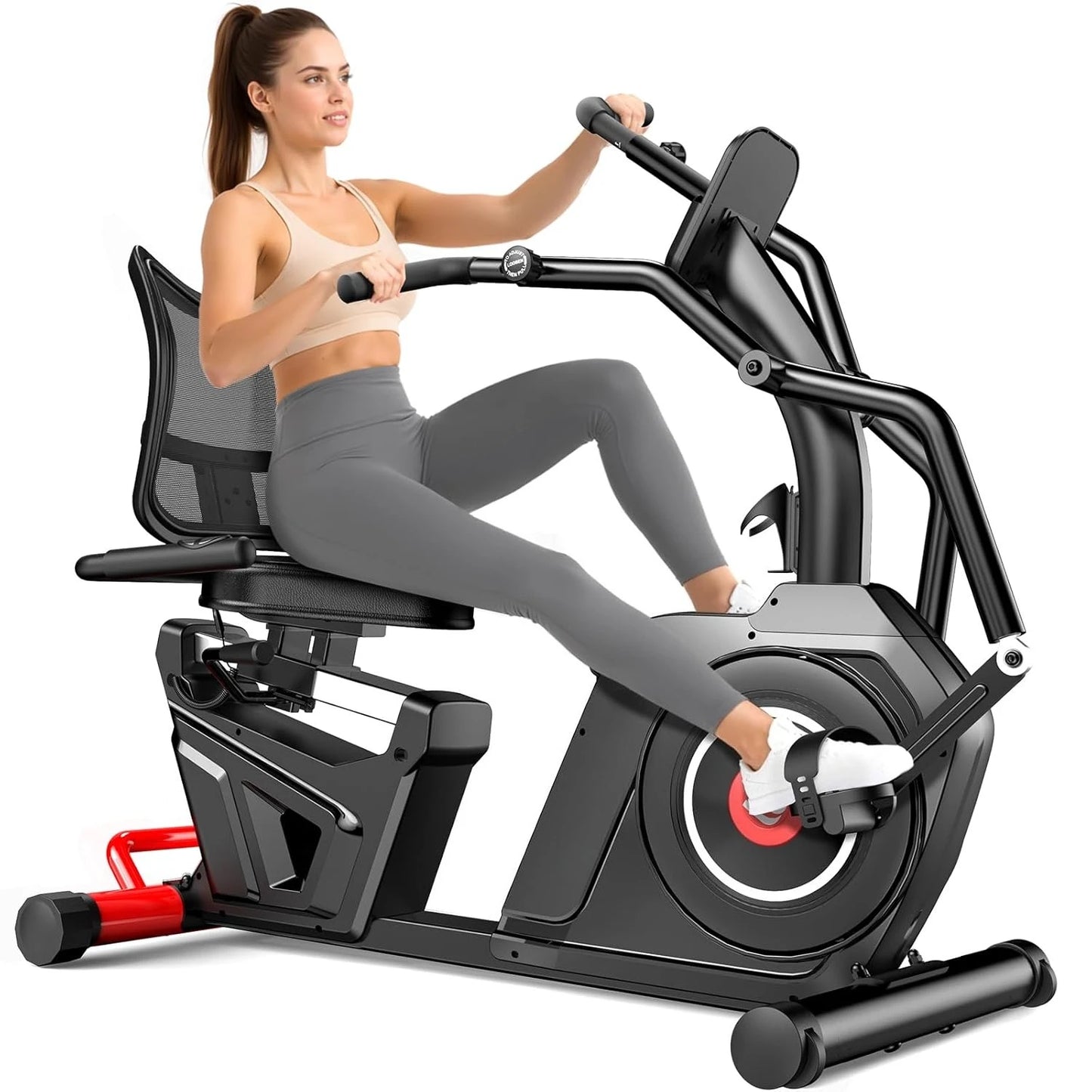 Recumbent Exercise Bike, Stationary Recumbent Exercise Bike for Home with Arm Exerciser, 16-Level Magnetic, Customized
