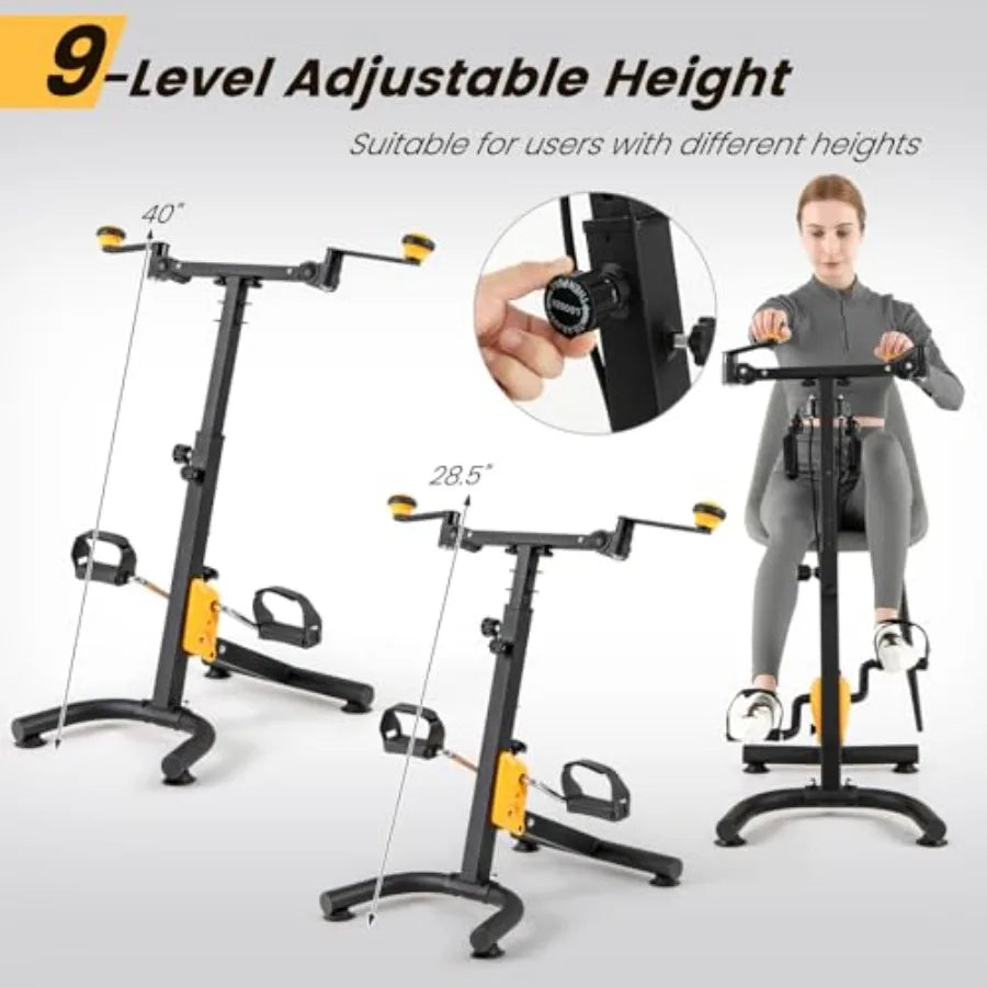 Foldable Pedal Exerciser for Seniors Hand Arm Leg Knee Physical Therapy Exercise Bike with Adjustable Height Handgrip Resistanc