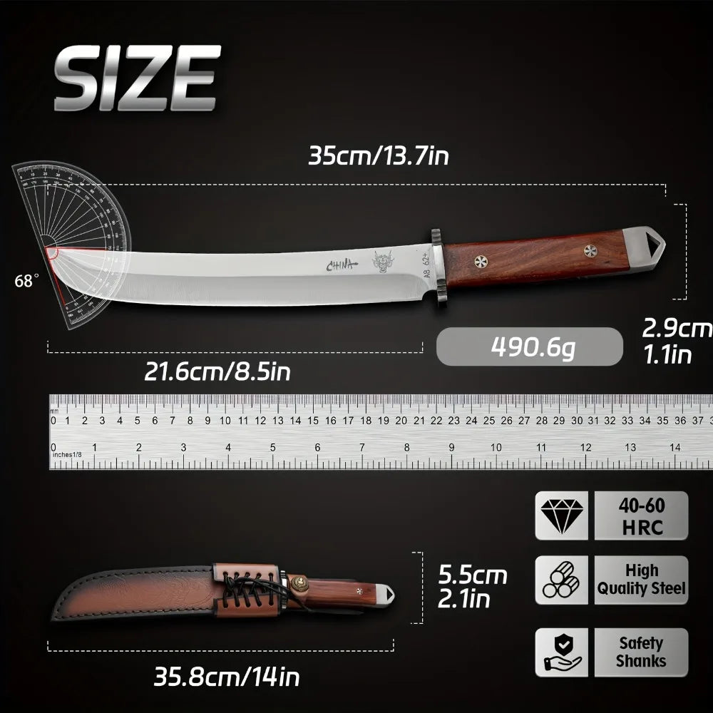 Professional High Hardness Cooking Knife Japanese Style Wooden Handle Knife with Knife Cover Kitchen Knife for Easy Kitchen