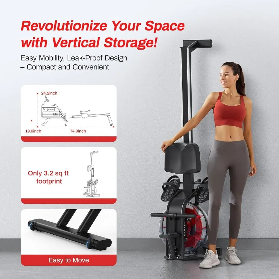 Magnetic Rowing Machines for Home R05 Water Rowing (R10) 16 Levels of Quiet Resistance Foldable Compact Rowing Machine 350 LB W