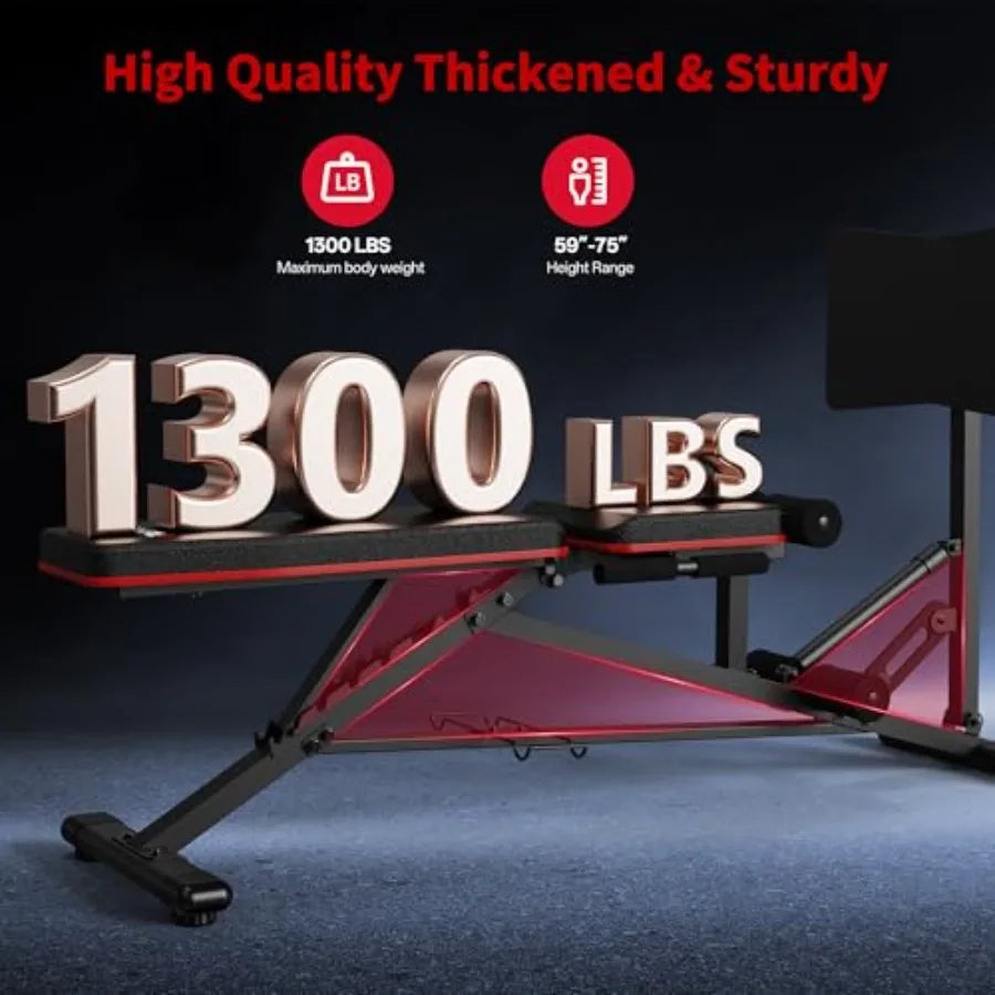 Leg Press Machine Adjustable Weight Bench with Leg Extension 1300LBS Weight Capacity Home Gym Full Body Exercise Leg Workout Eq