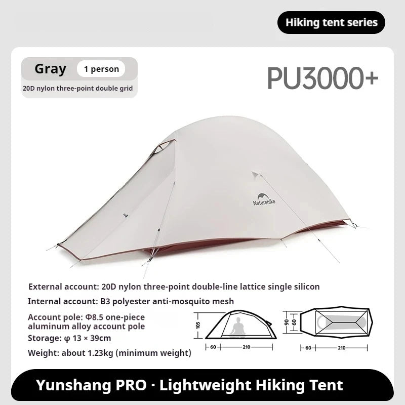 Naturehike Cloud Up Pro Trekking Tent 20D Nylon 1/2 People Tent Ultralight Portable Outdoor Travel Camping Tent With Floor Mat