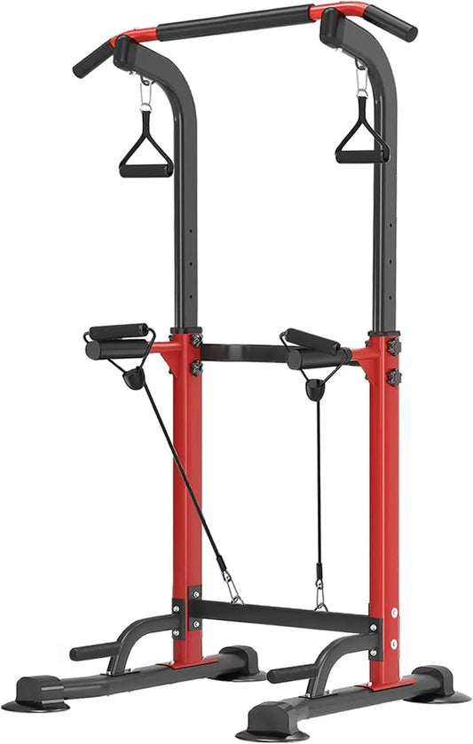 Adjustable Height Power Tower Pull Up Bar Dip Station Home Gym Equipment for Strength Training
