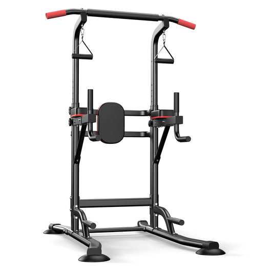 Power Tower Pull Up Bar Free standing with Resistance Bands, 350LBS Heavy Duty Alloy Steel Dip Station for Home Gym