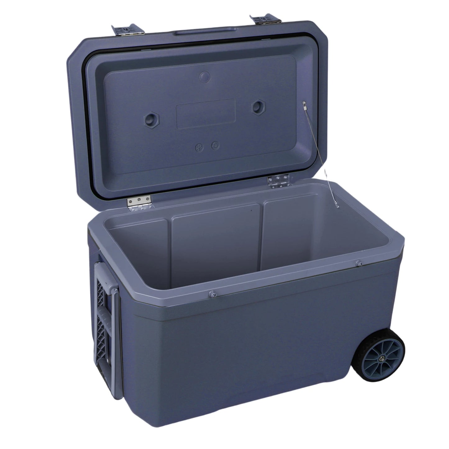 70L Wheeled Cooler Hard Shell Portable Car Wheel Insulator Plastic Cooler Box 30 Percent Lighter Than Rotomolded for BBQ Camping
