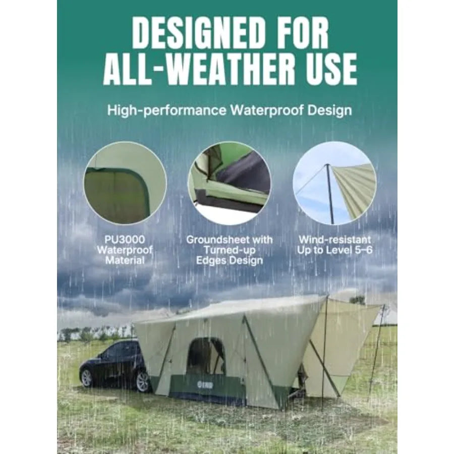 SUV Tent 2 Mins Fast Setup Inflatable SUV Tents for Camping Car Tent with Multi Room for 2/4/6 Person/Family PU 3000mm Waterpro