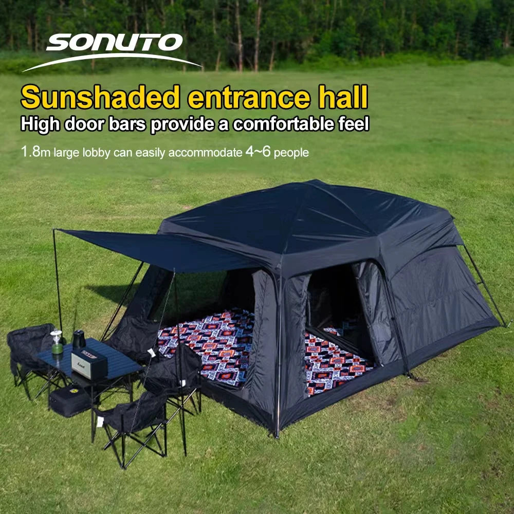 Family Camping Tent 8-12 Person 2 Room with Mosquito Net Sun Roof Instant Pop Up Windproof Large Outdoor Tent for Backyard