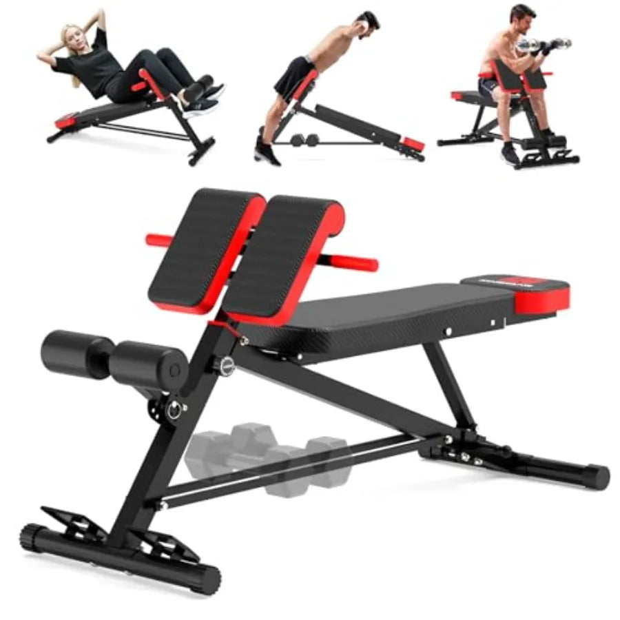 Multi-Functional Weight Bench,Roman Chair Adjustable Workout Bench for Home Gym Equipment Full Body Workout Adjusts to Decline o