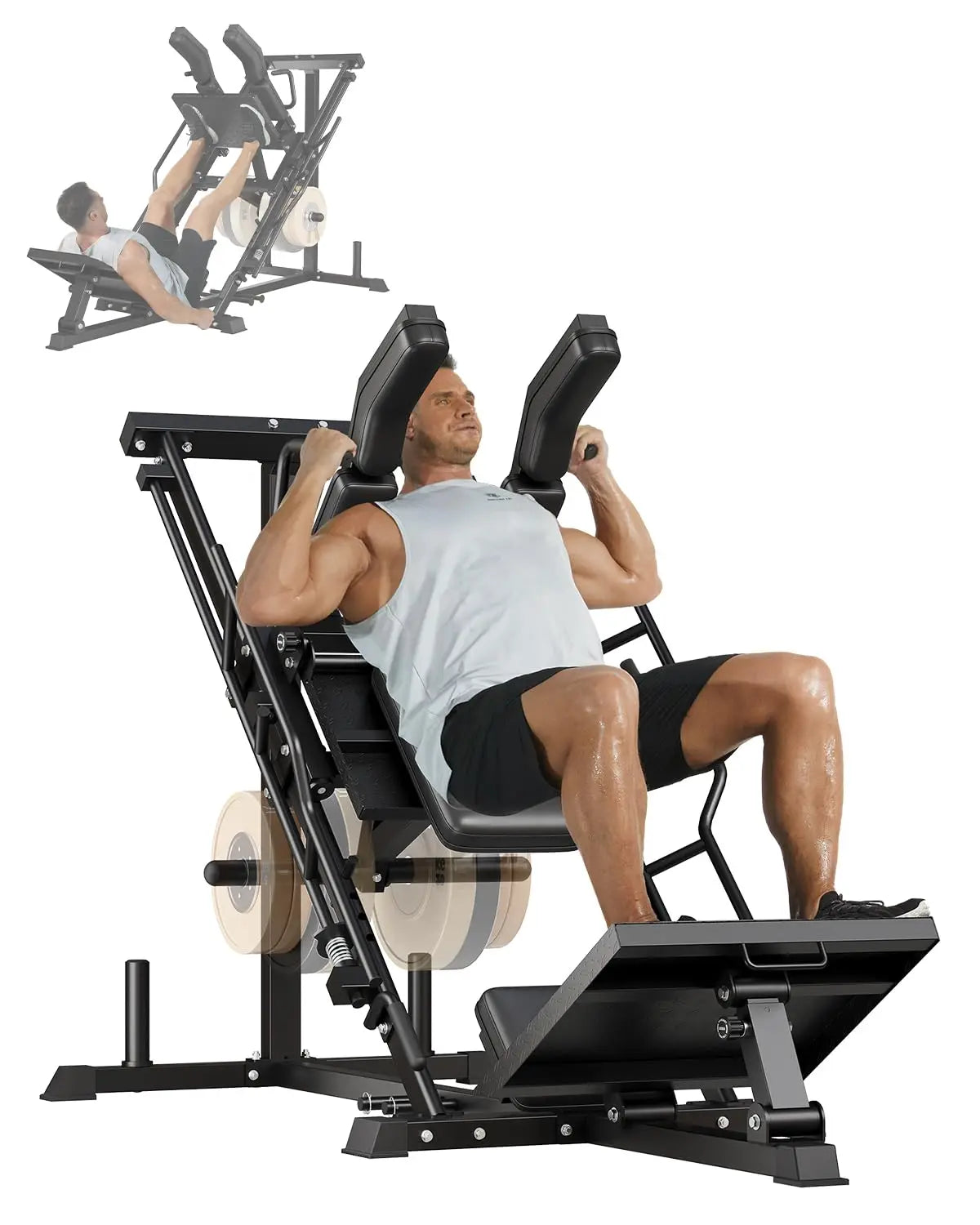 3 In 1 Leg Press Machine, Professional Hack Squat Machine With Weight Storage Post For Home, Fit 1" & 2" Weight Plates