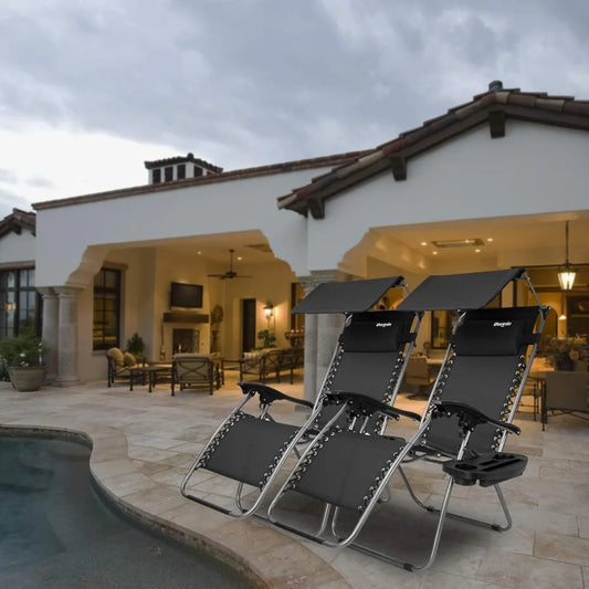 Zero Gravity Chair with Canopy Patio Sunshade Lounge Chair, Adjustable Folding Shade Reclining Chairs with Cup, Customized