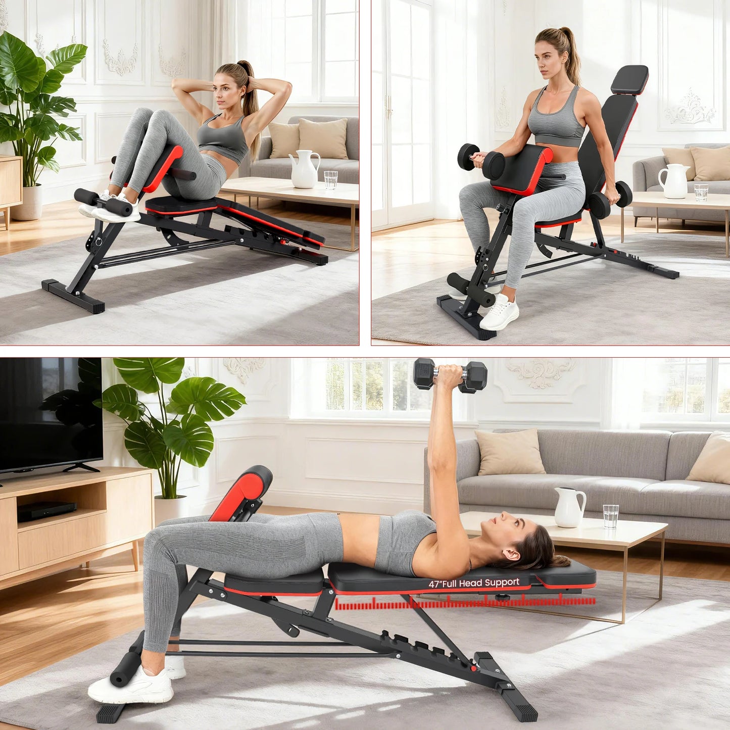 Dumbbell Bench Roman Chair Adjustable Foldable Training Weight Bench Weightlifting Exercise Abdominal Waist Fitness for Home Gym