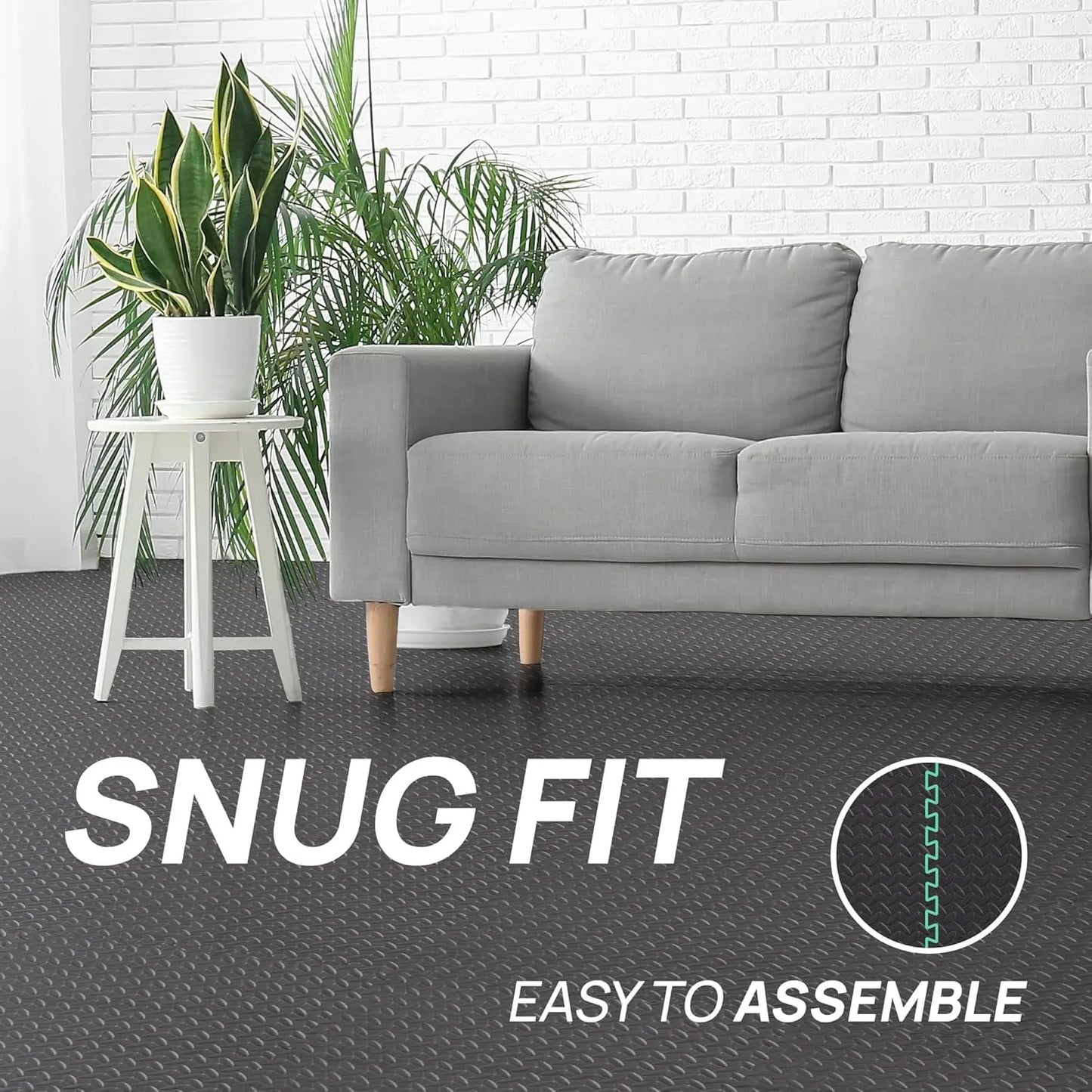 Interlocking Exercise Foam Mats with Border - Gym Floor Tiles, 36 Square Feet (36 Tiles) in Black