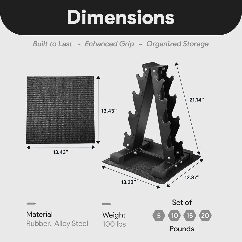BalanceFrom Rubber Coated Hex Dumbbell Weight Set with Storage Rack, 100LB or 150LB or 200LB Set