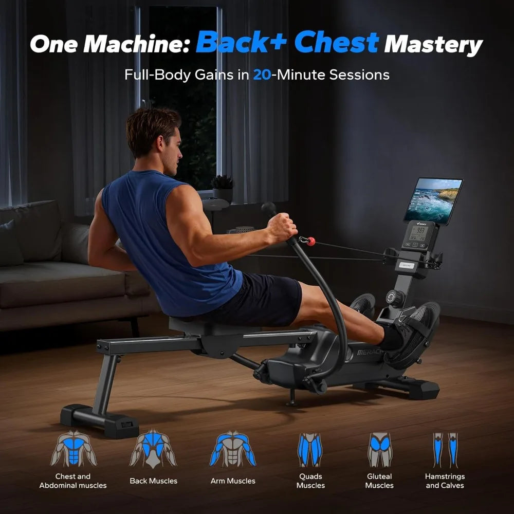 Magnetic Rowing Machine with 16-Level Resistance, Bluetooth App & 1000+ Workouts - Ultra-Quiet Home Fitness Equipment