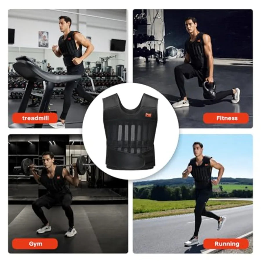 44lbs Adjustable Weighted Vest Set with Steel Plates - 5-Piece Body Weight Training Kit Includes Wrist Ankle Weights - Ergonomi