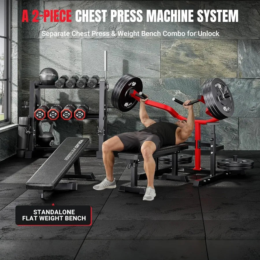 Chest Press Machine 1100LBS Bench Press Machine with Separate Press Station Adjustable Weight Bench Independent Converging Arms