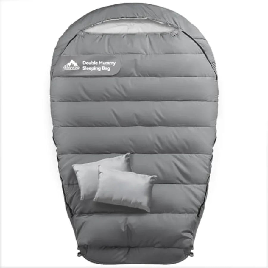 Mummy Double Sleeping Bag for Adults with Pillow Cold Weather 0 Degree 2 Person Sleeping Bag for Big Tall Mens Couples Family C