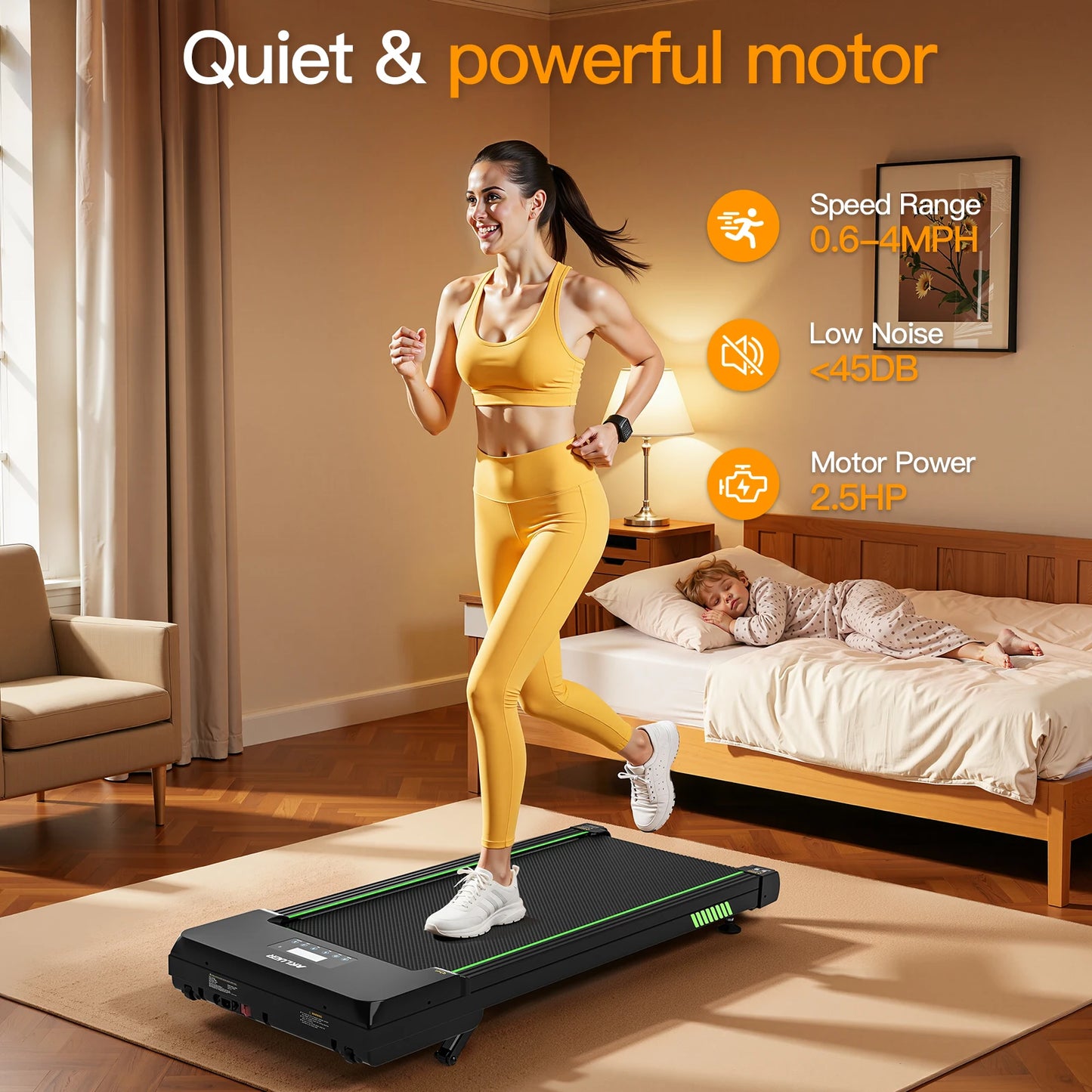 Akluer Walking Pad with 12% Auto Incline, 2.5HP Quiet Portable Treadmills with Smart App & Bluetooth Speaker for Home and Office