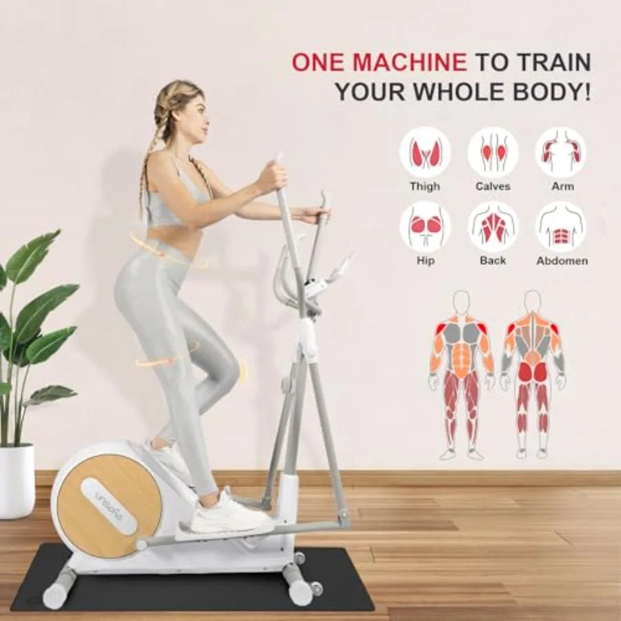 Elliptical Training Machines for Home with Hyper-Quiet Magnetic Driving System 330 LBS Loading Capacity Silver