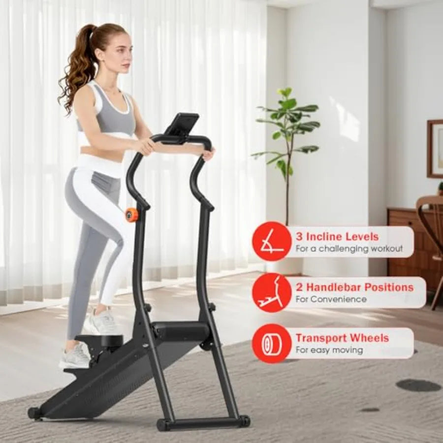 Magnetic Stair Stepper with 8-Level Adjustable Resistance and LED Screen for Home Gym Foldable Vertical Climber in Black with 3