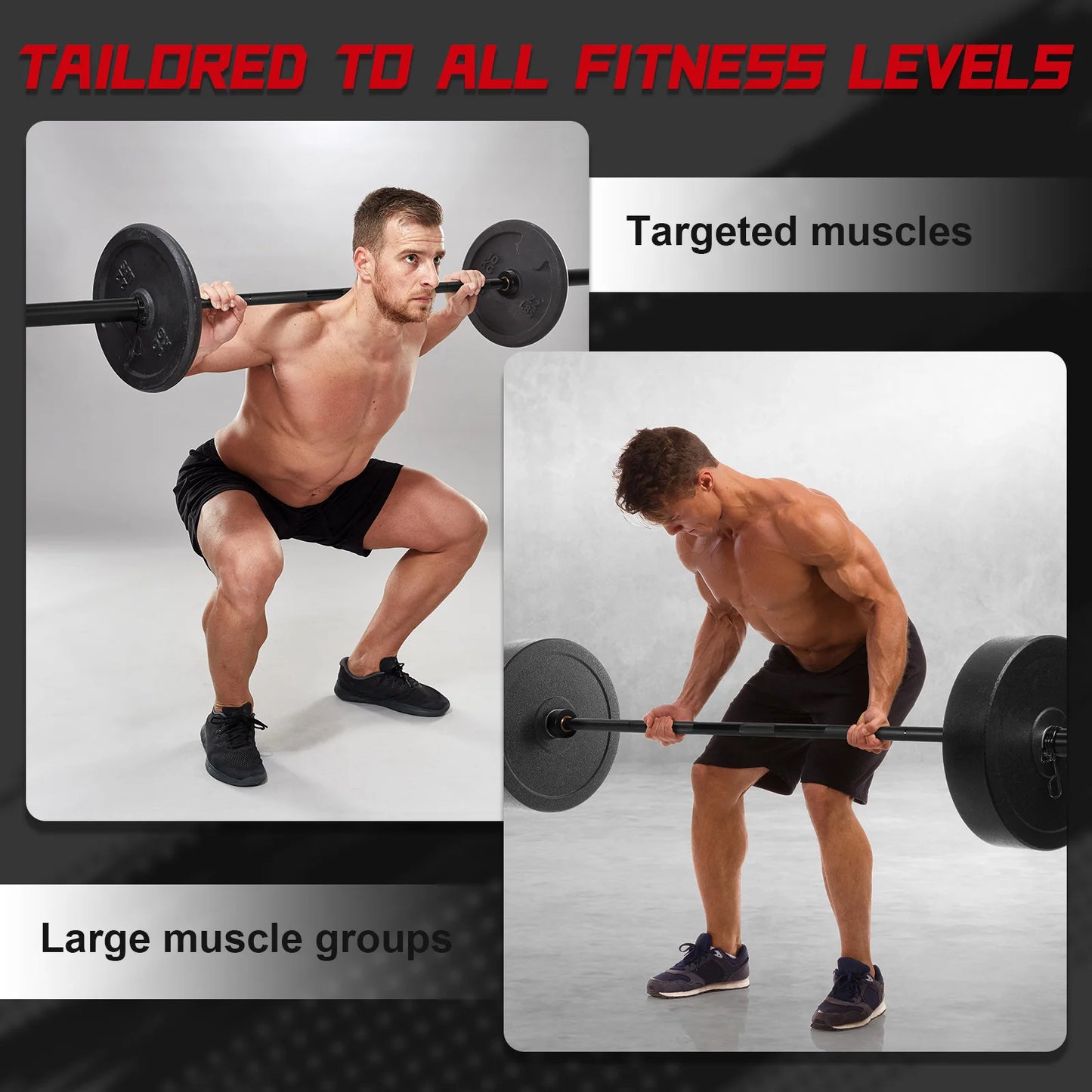 2.2m Solid Chrome Barbell Bar 1000LBS Capacity Universal Strength Training Bars for Squats Bench Press Deadlifts