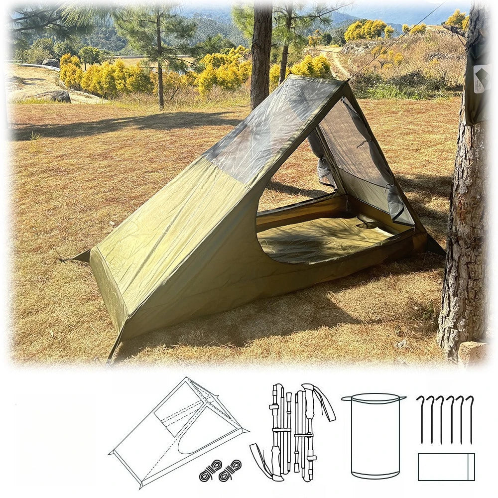 Airy Mesh Tent 1 Person Ultralight Tent Quick Setup Backpacking Shelter Breathable Mosquito Proof for Camping and Trekking