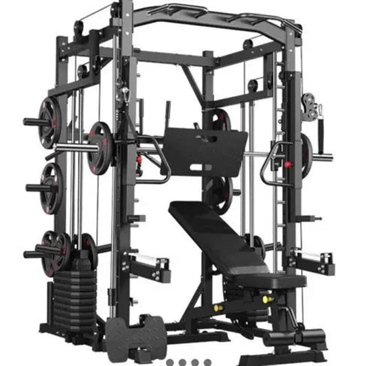 Upgraded Luxury Multifunctional Smith Machine Set With 100kg Counterweight+100kg Weight Plate+Bench Free Tax Door To Door