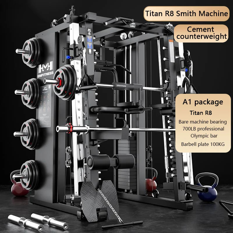 Tank Level Smith Machine Comprehensive Trainer, Squat Bench Press Stand, Multifunctional Fitness Equipment, Gantry Stand