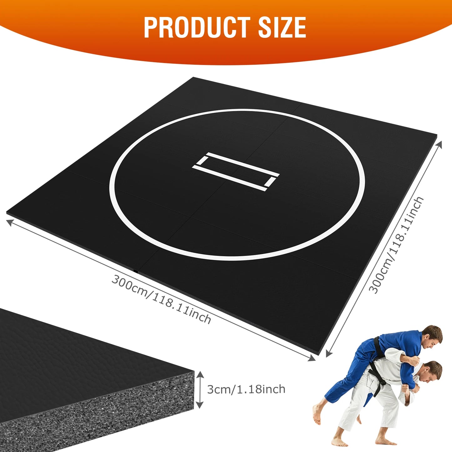 10x10FT Portable MMA/BJJ/Judo/Gymnastics Training Mat Taekwondo Floor Mat for Grappling Martial Art Boxing